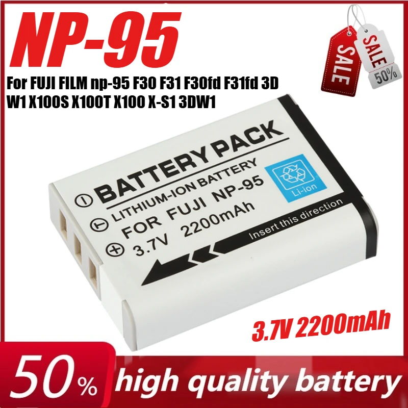 

3.7V 2200mAh NP-95 Battery for FUJI FILM Np-95 F30 F31 F30fd F31fd 3D W1 X100S X100T X100 X-S1 3DW1 Camera Battery + Charger