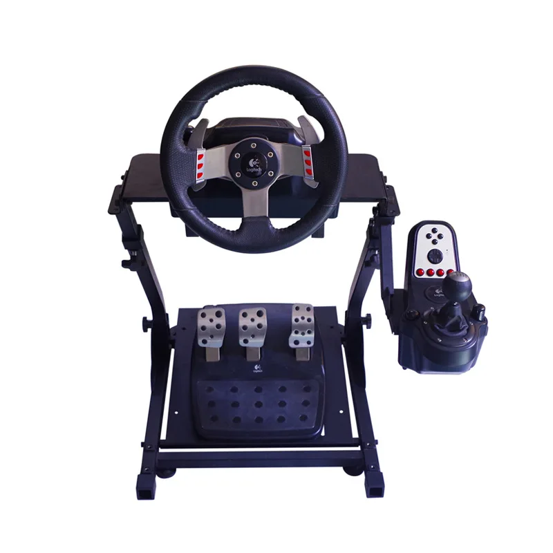 Folding sim racing game steering wheel seat stand view 4