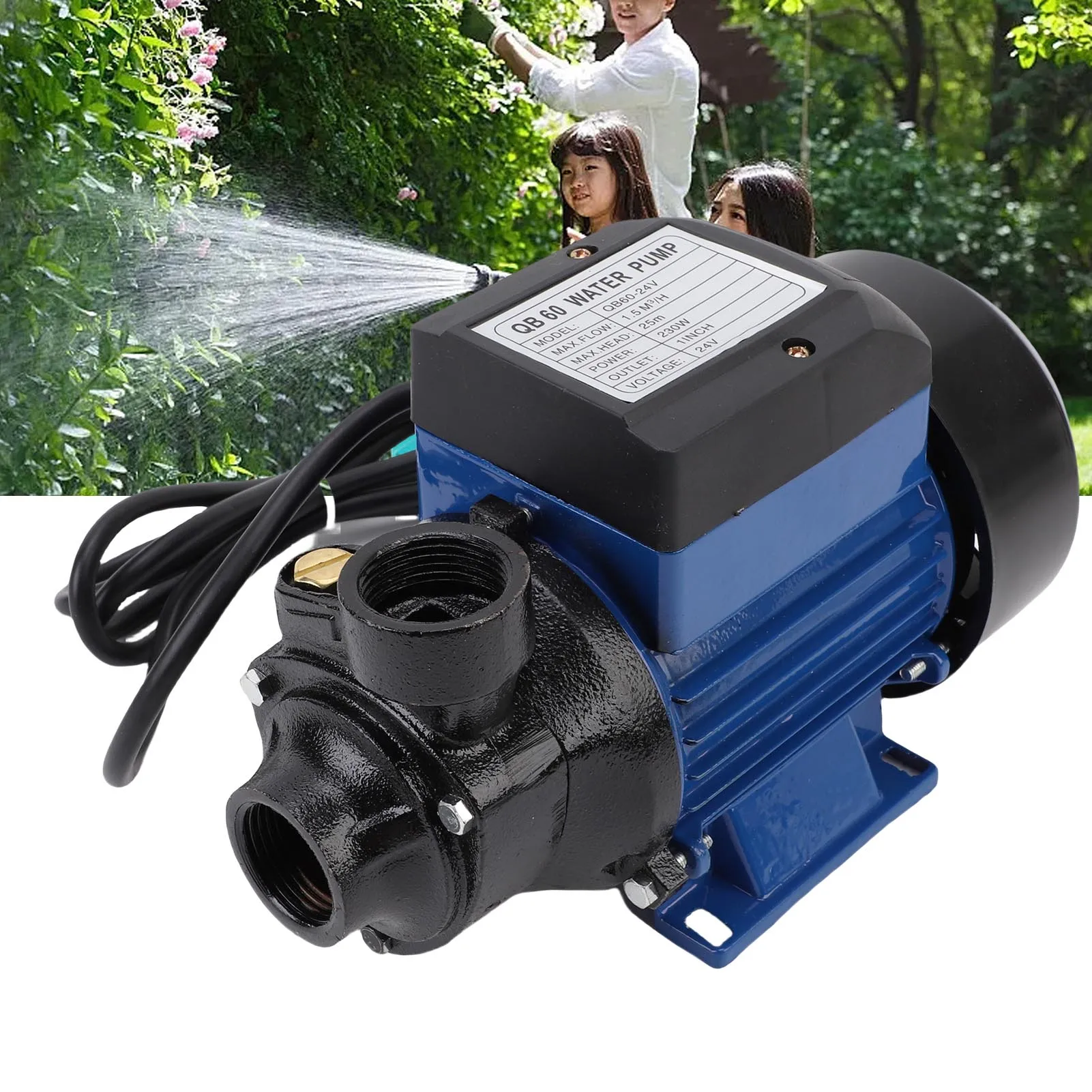 

Насос для орошения с выходным патрубком 1 дюйм, напор 25 м, 3200 об/мин, расход 1,5 м³/ч, мощность 230 Вт, для сельского хозяйства