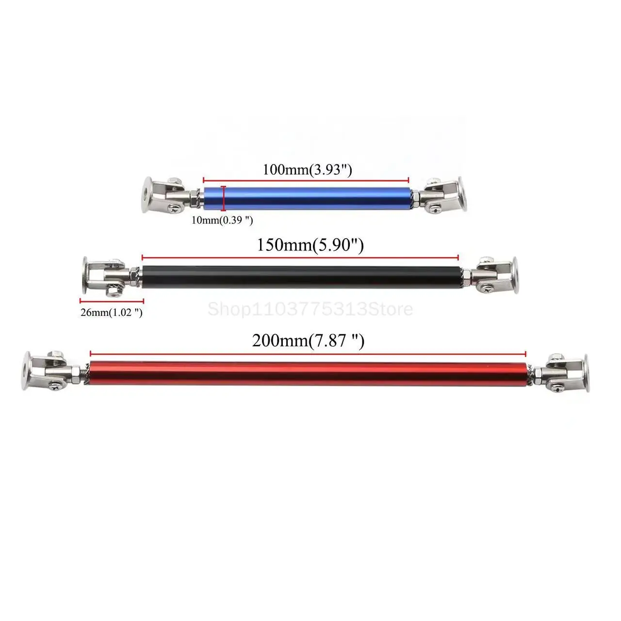 100mm/150mm/200mm Car Universal Adjustable Front Rear Bumper Lip Splitter Rod Strut Tie Bar Adhensive Support Kit Accessories