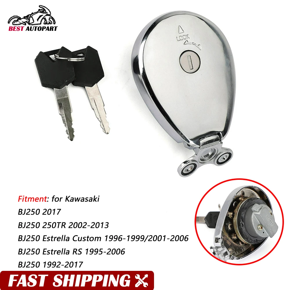 51049-1142 Fuel Gas Tank Cap Lock With Keys For Kawasaki BJ250 250TR Estrella Custom RS VULCAN 500 400 ZR1100 Zephyr 1100