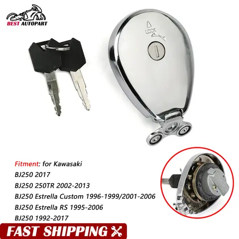51049-1142 Fuel Gas Tank Cap Lock With Keys For Kawasaki BJ250 250TR Estrella Custom RS VULCAN 500 400 ZR1100 Zephyr 1100