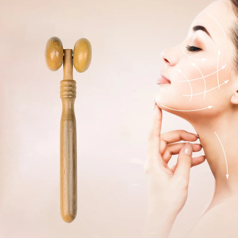 Masajeador facial con rodillo de madera, masajeador universal para cuello, hombros y piernas, herramienta de masaje para pies, 1 ud.