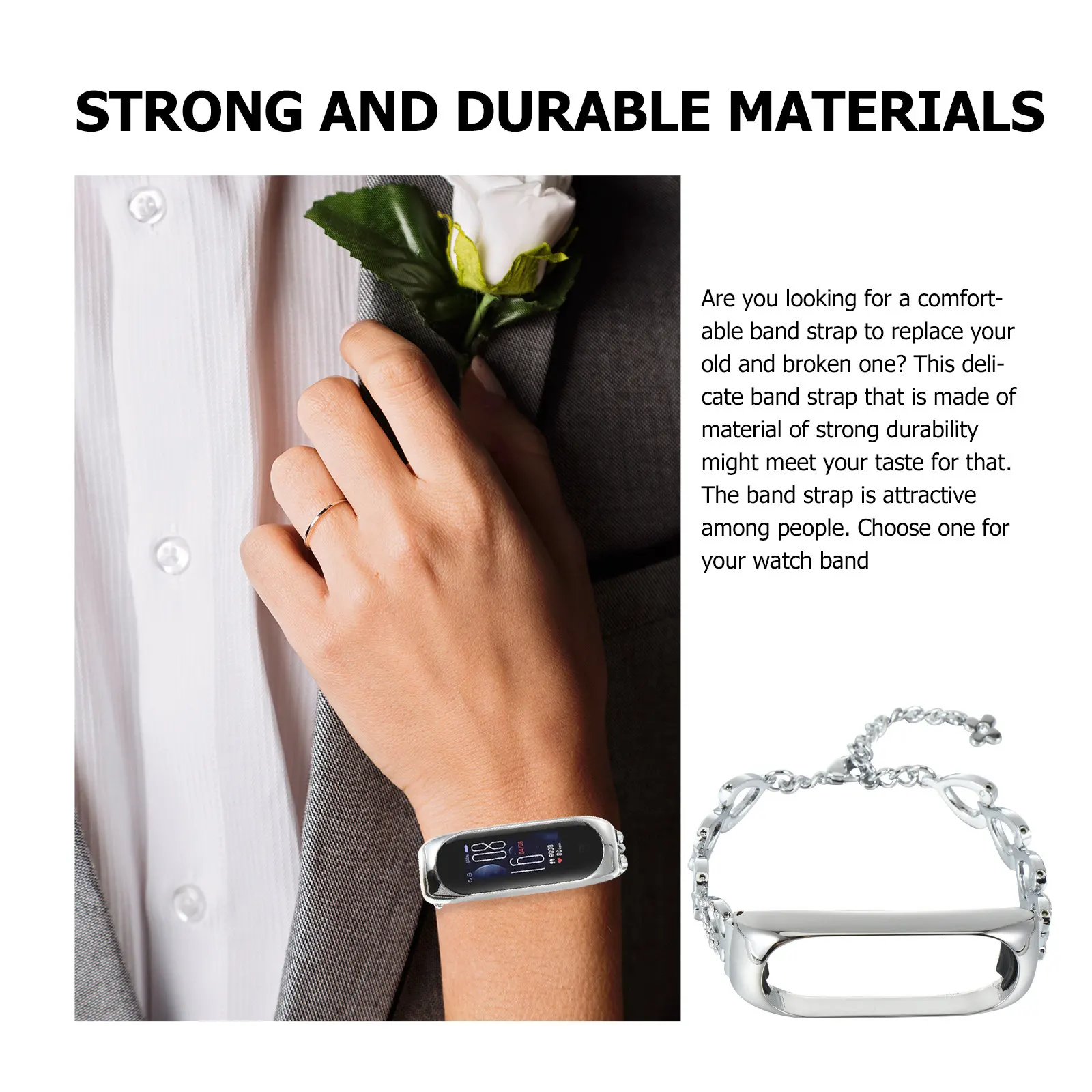 Luxury Zinc Alloy Watch Band for Smart Band Quick Release Wristband Elegant Casual Design Sturdy Compression Molded