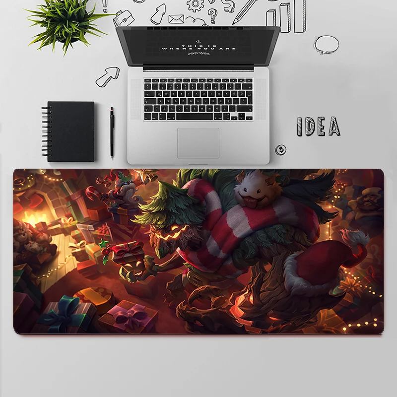 League Of Legends Maokai เม้าส์สำหรับเล่นเกมขนาดใหญ่ Mouse Pad PC Gamer คอมพิวเตอร์แผ่นรองเมาส์ขนาดใหญ่เมาส์แป้นพิมพ์โต๊ะเมาส์ Pad