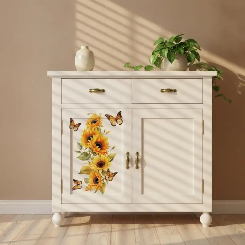 Kawaii Sunflower Cat Panda PVC Stickers Cute Waterproof DIY Decorative Decal For Refrigerator Kitchen And Home Walls