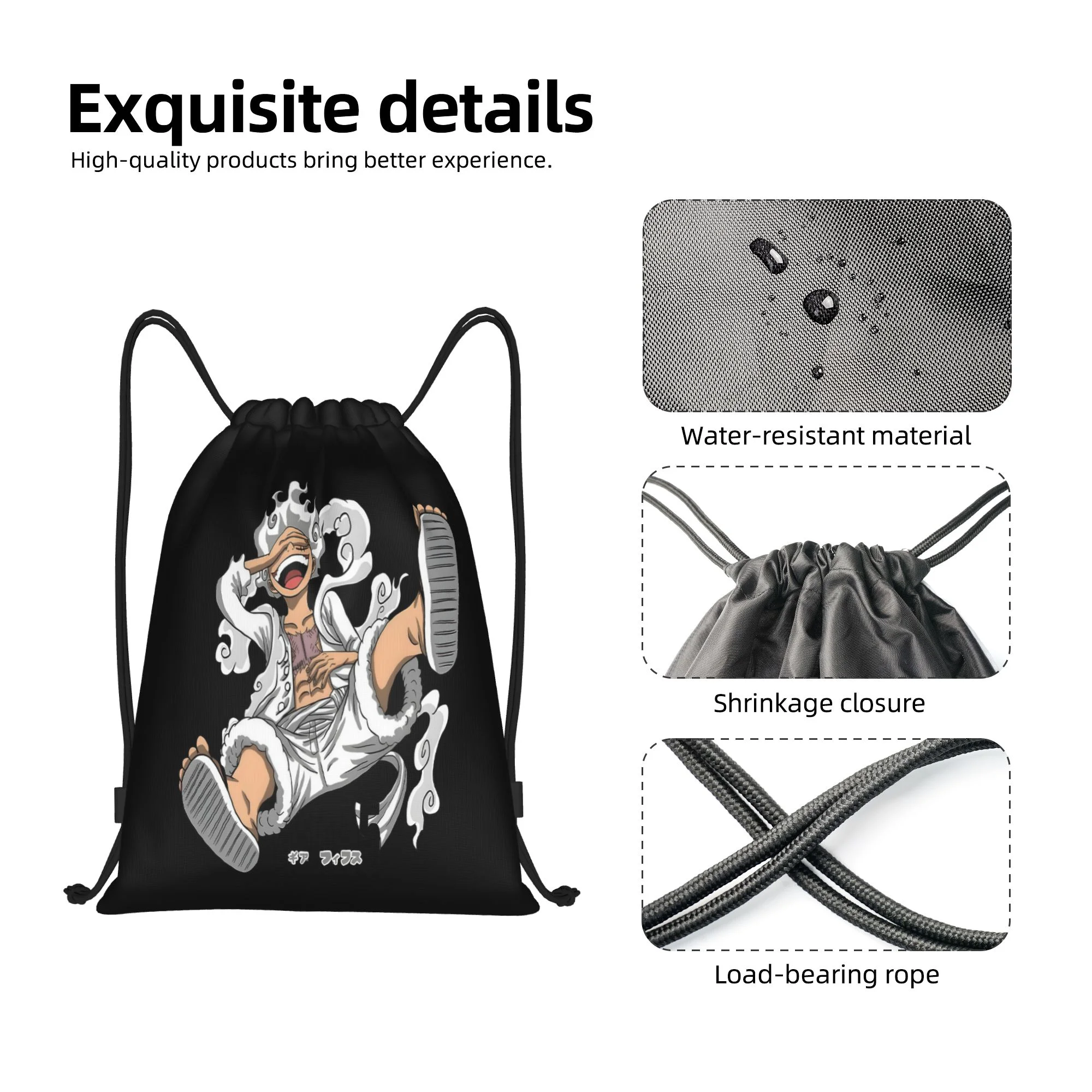 Kids Portable Organizer Backpack One Piece Anime Characters Waterproof Pull String Bag Student Daily Party Souvenir - view 3