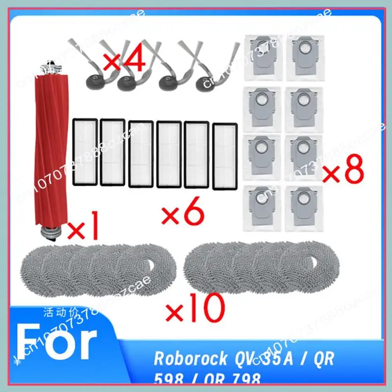 Kit de mantenimiento A26P Essential de 29 piezas para Roborock QV 35A / QR 598 / QR 798: filtros HEPA, cepillos de rodillos, almohadillas para fregona, bolsas para el polvo