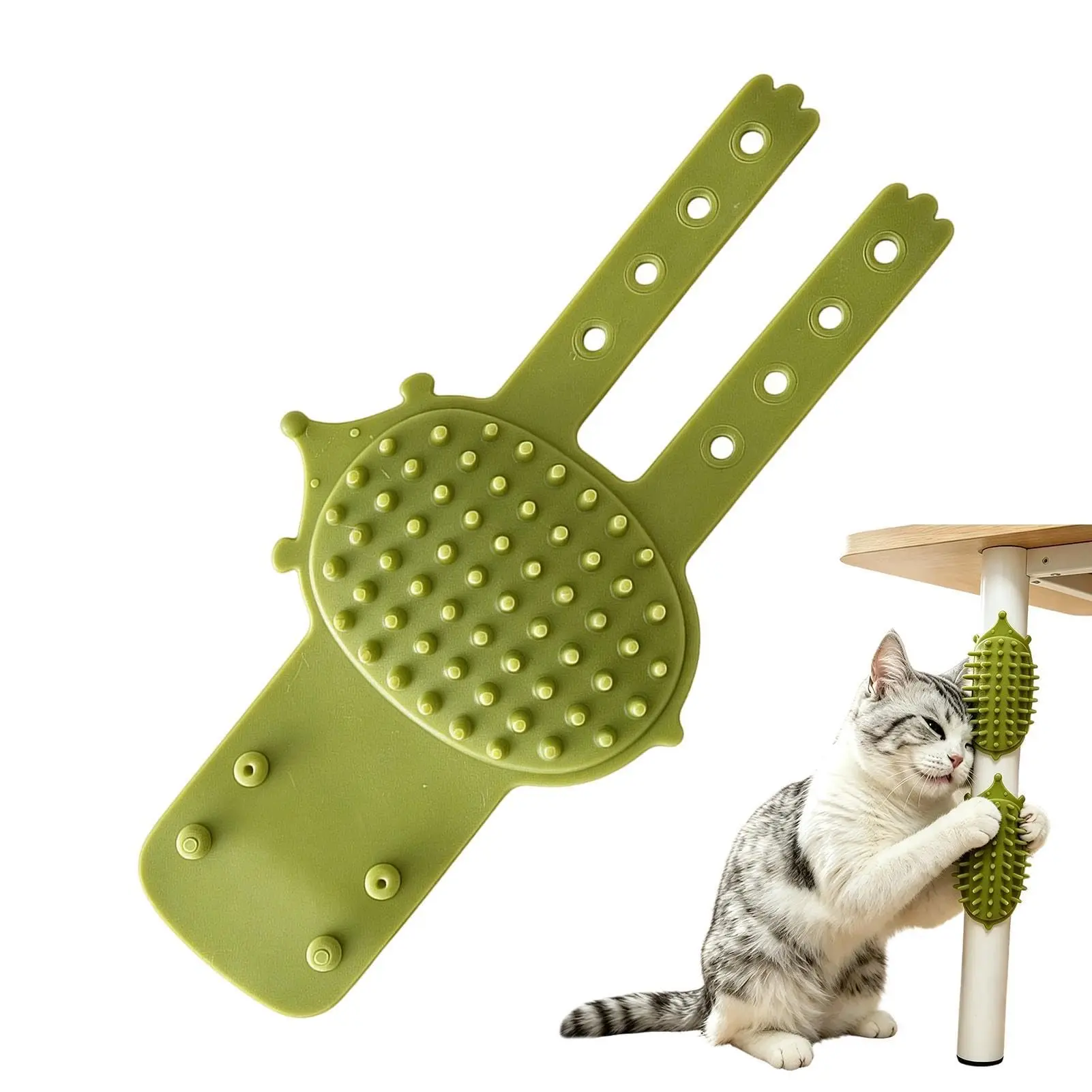 2pcs Table Leg Cat Self-Grooming Brush, Pet Grooming Scraper with Adjustable Strap, Anti-Itch Massage Toy for Cats And Dogs