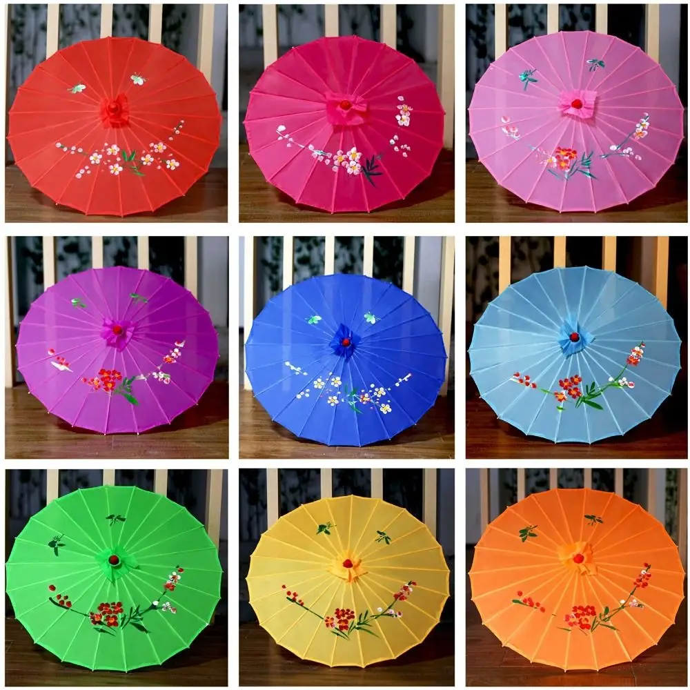 10 Colors Chinese Antique Style Oiled Paper Umbrella Japanese Kids Decorative Umbrella for Costumes Photography Party Scenery