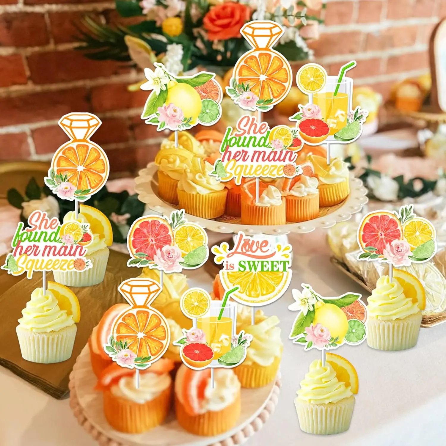 Citrus Themed She Found Her Main Squeeze Cake Topper Lemon Bridal Shower Cake Decor for Bachelorette Wedding Engagement Party