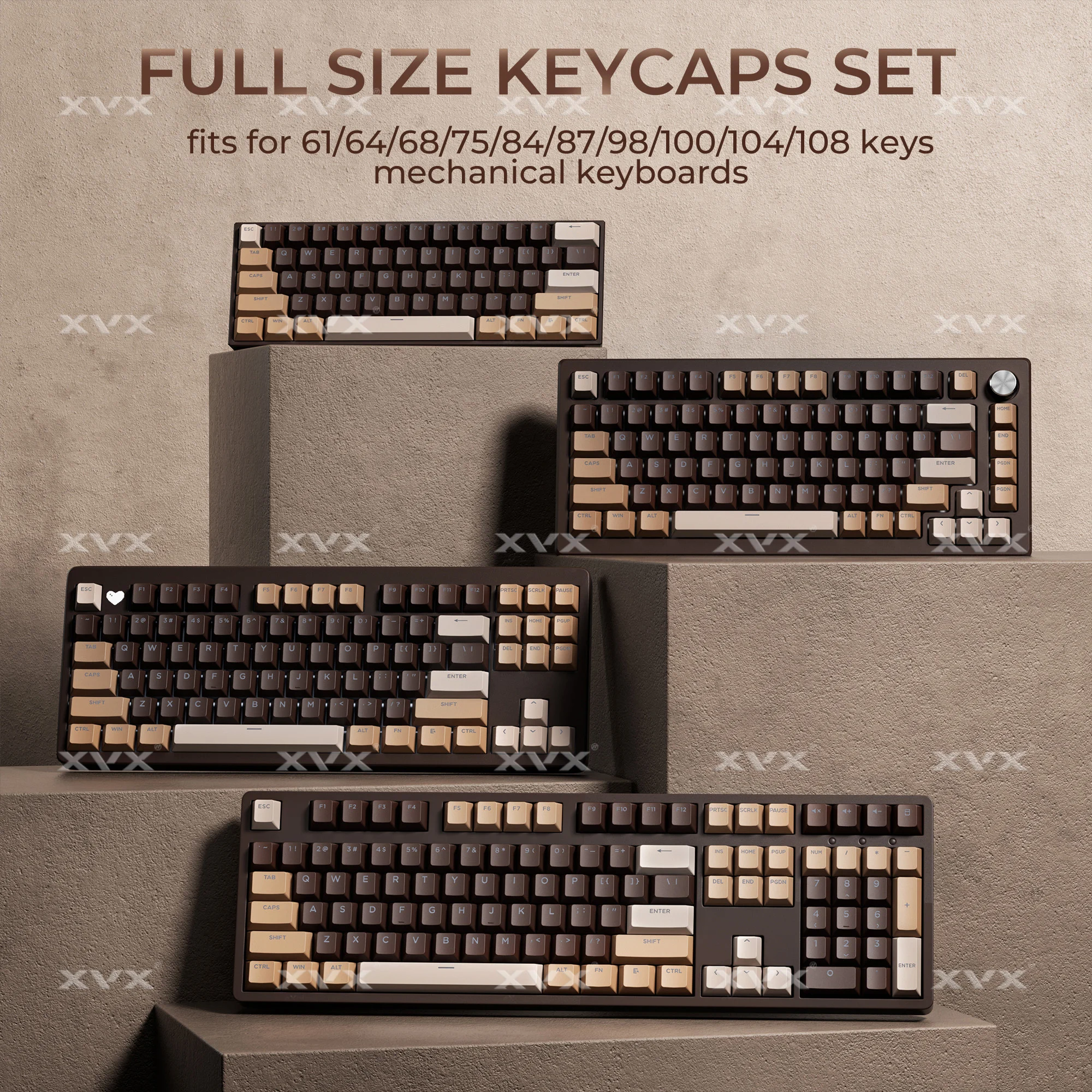 XVX Przezroczyste Brązowe Keycapy PBT Profil Cherry Chocolate Style Przełączniki Cherry MX Podświetlenie Double Shot Keycapy 133 Klawisze — zdjęcie produktu 5