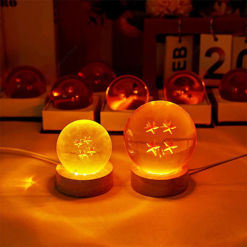 Dragon Ball Crystal Ball Lamp Action Figure Shenron Wish Balls Led Night Light Shenlong 1-7 Star Crystal Balls Anime Figurine