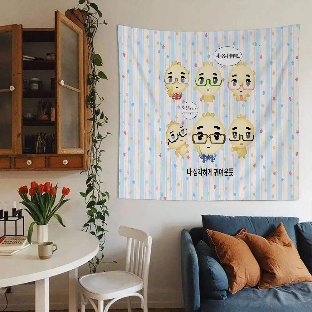 Cute A-Angyengmandu Anime Tapestry Hippie Flower Wall Carpets Dorm Decor Wall Hanging Home Decor