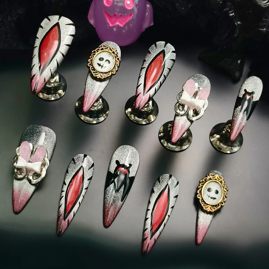 

Handmade press on fake nails, Halloween nail kit, simulated reusable artificial nails, stylish adhesive fake nails