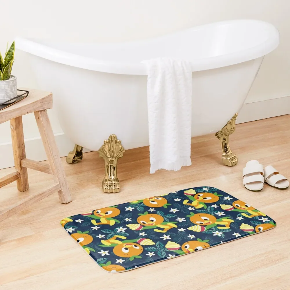 Orange Bird & Citrus Swirl Bath Mat Showers Rugs Baths Things For Bathroom Mat