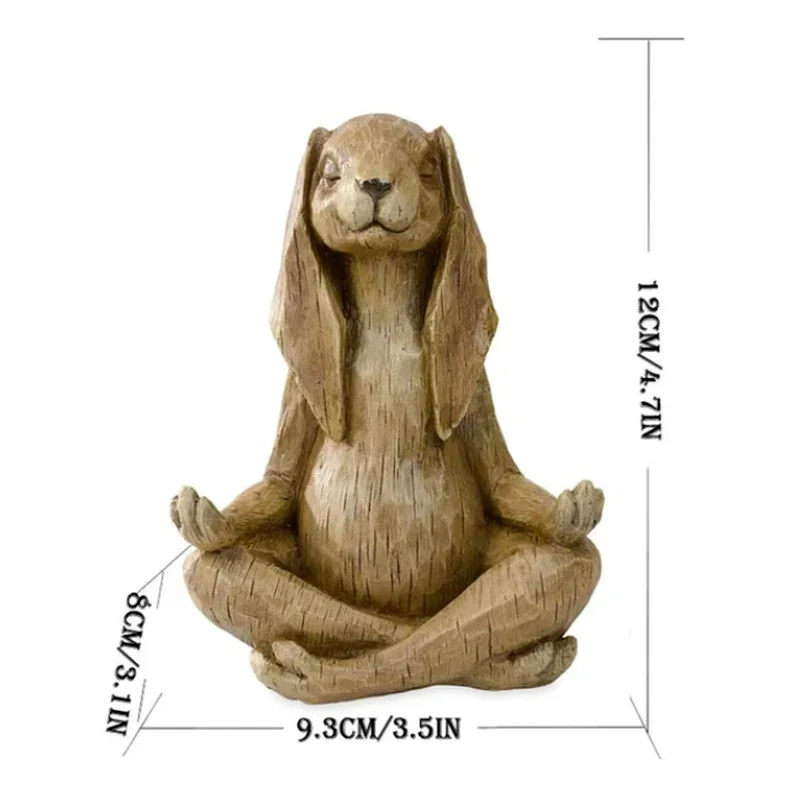 Meditation Zen Animal Sculpture Buddhist Gesture Rabbit Statue Bonsai Fountain Ornaments Leisure Living Room Garden Decoration
