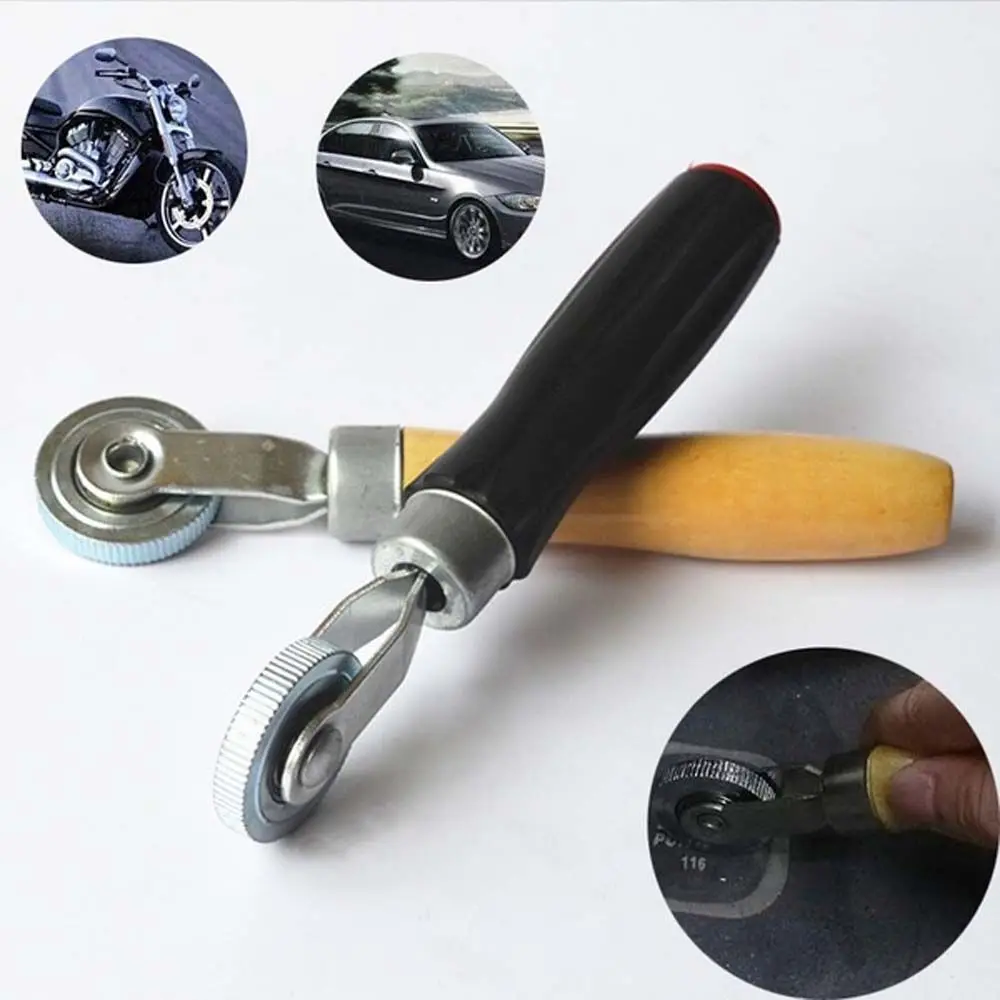 Wood Handle Stitcher Puncture Ball Bearing Tube Tire Repair Tool Tire Compaction Roller Tyre Patch Roller Patch Tire Repair