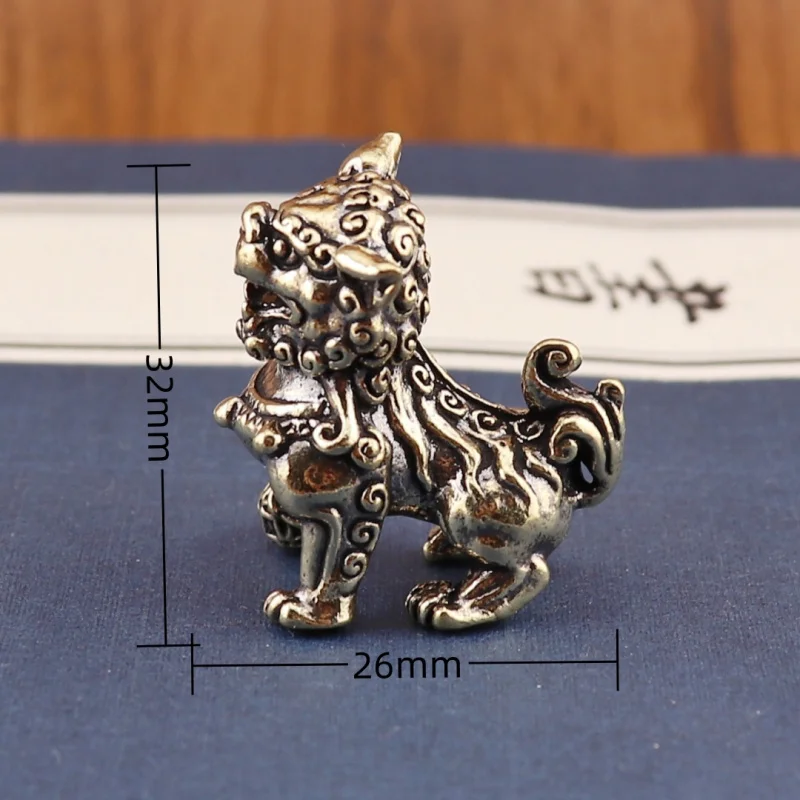 Pure Brass Hydrangea Lion Guard Lion Home Decoration Desktop Tea Pet Handheld Vintage Craft Small Ornament