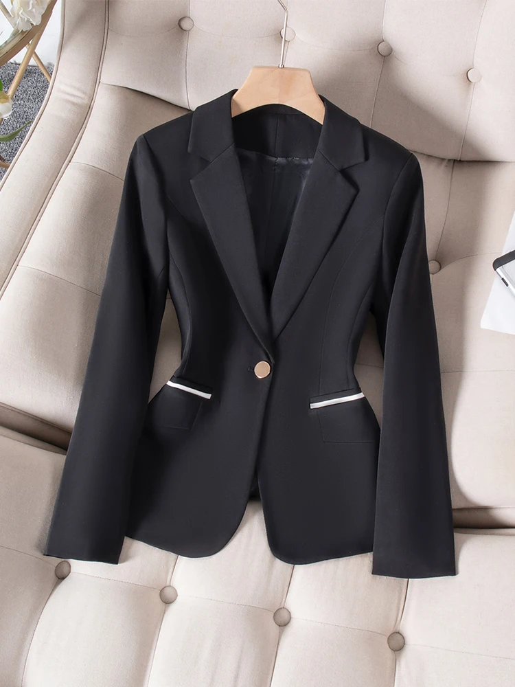 Fashion Autumn Winter Women Formal Blazer Female Green Pink Black Apricot Long Sleeve Office Ladies Business Work Wear Jacket