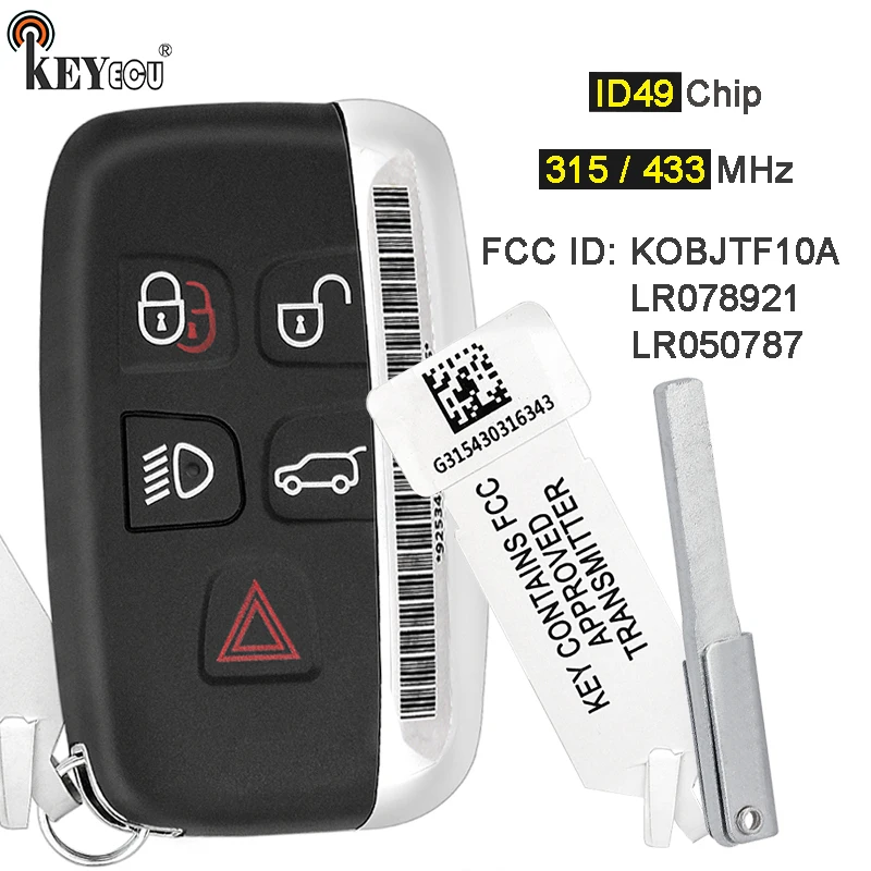 

KEYECU 315MHz/ 433MHz KOBJTF10A / LR078921 OEM Parts Smart Remote Key Fob for Land Rover LR2 LR4, for Range Rover Evoque /Sport