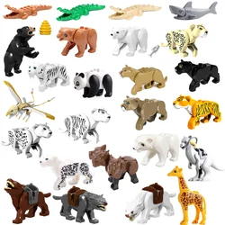 MOC Animal City Building Block Panda Bear Street View Figures Elephant Tiger Christmas DIY Accessories Bricks Toy Party Gift