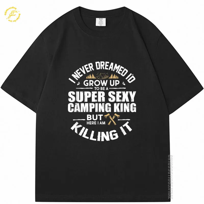 

Campin Men Tshirt O-neck Camper Rv Vacation Dad Oversized T-Shirt Cotton Super Sexy King Luxury T Shirt Streetwear Tシャツ メンズ