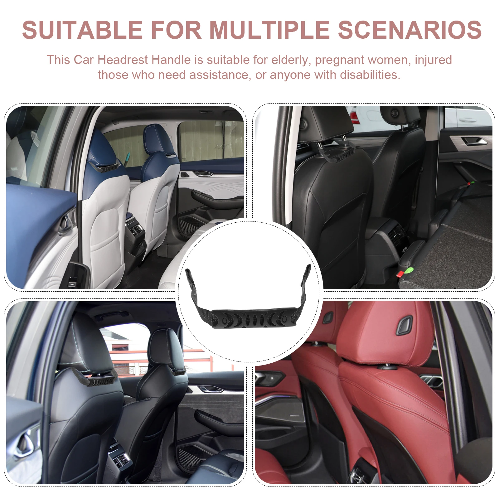 

2 Pcs Car Headrest Assist Handle Door for Elderly Comfortable Grip Sturdy Nylon Material Easy Installation Grab Handle Car