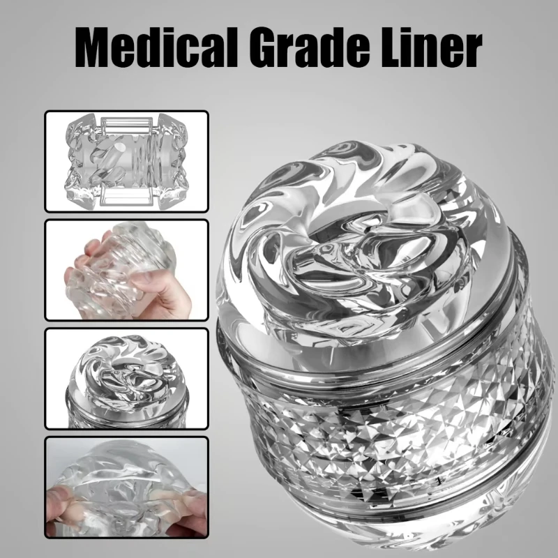 Double headed transparent Masturbation Sex Machines Realistic Vagina Real Pussy Blowjob Erotic Masturbators Cup Sex Toys for Men view 4