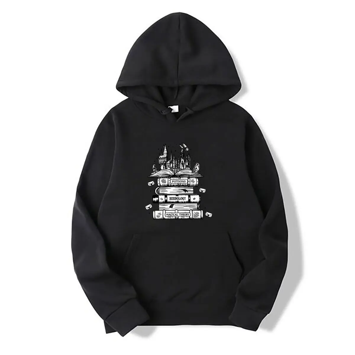 Wizard Castle Books Potions Herbology Magic Theory Owl Autumn and winter hooded sweatshirts