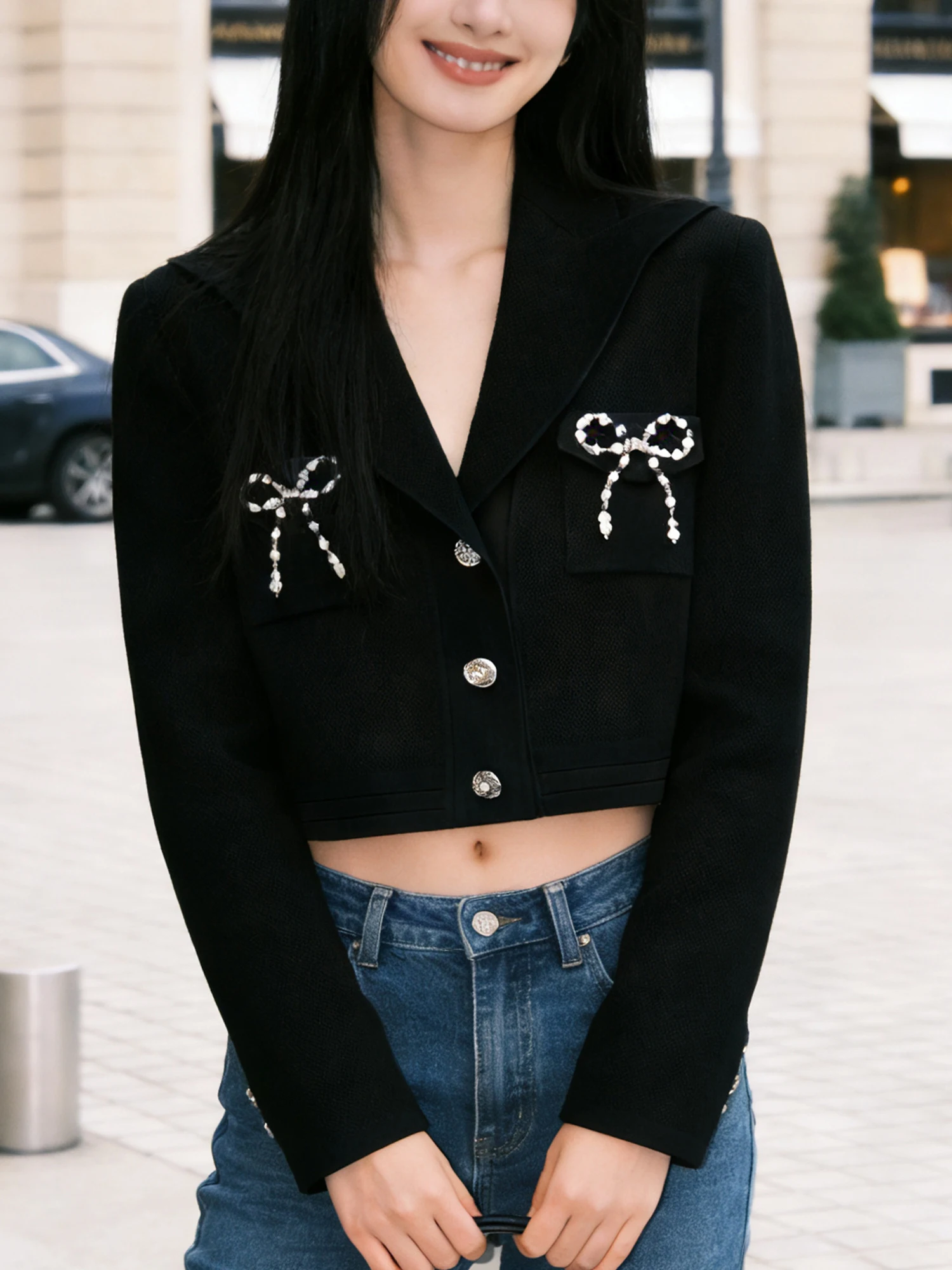 

Bla Knot Long Sve Knitted Open Cardigan Women's Spring New Casual Slim ort Sweater Top Vintage Straight Cut