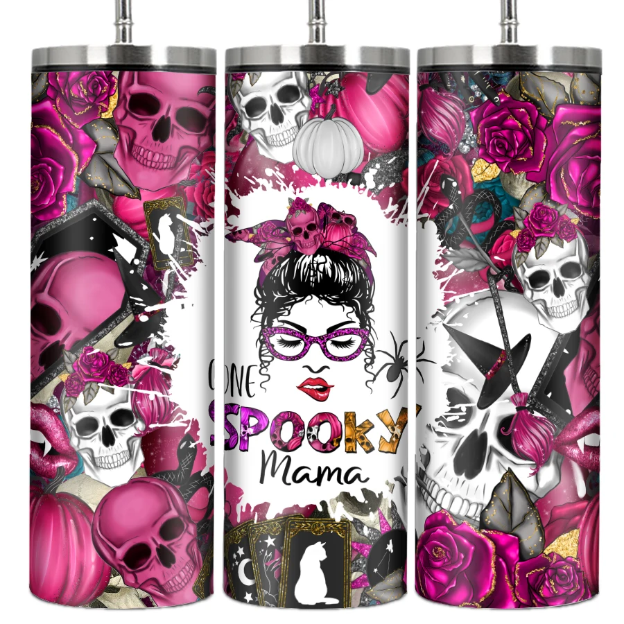 

Water Bottle Straw Lid Set 20oz Insulated Personalized Coffee Mug Halloween Party Gifts 3D Printed Proud Woman Mother’s Day Gift