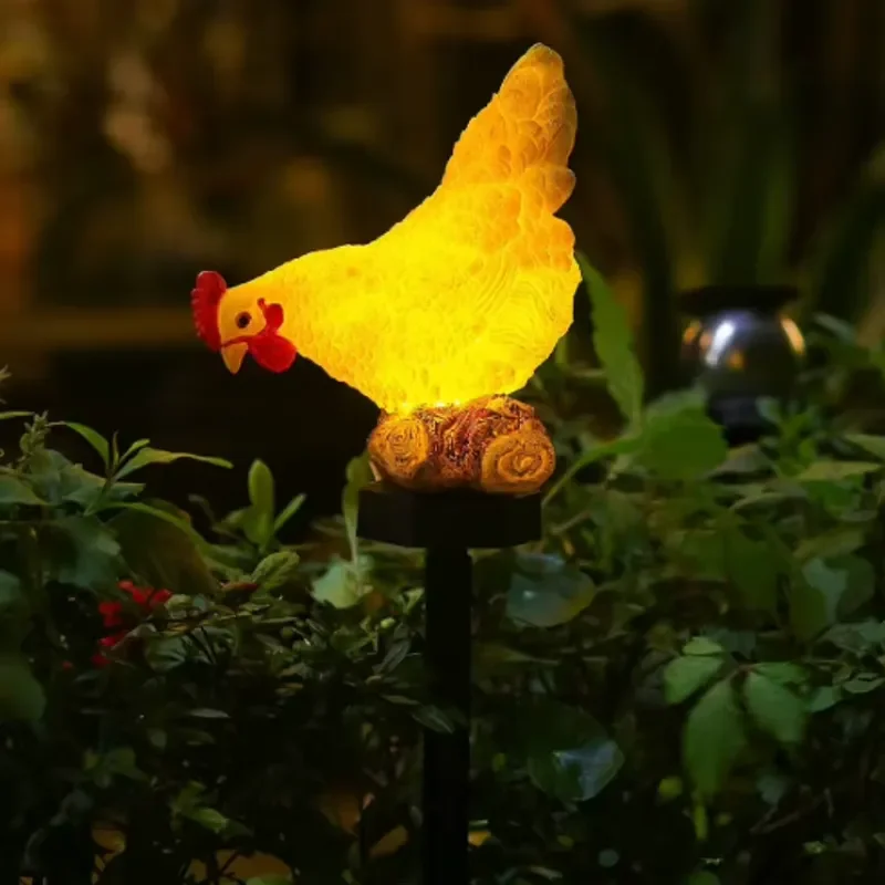 Solar Chicken Light Outdoor Garden Statue Decoration Cartoon Art Lamp Plug-in Yard Ornament for Lawn Patio Pathway Decor
