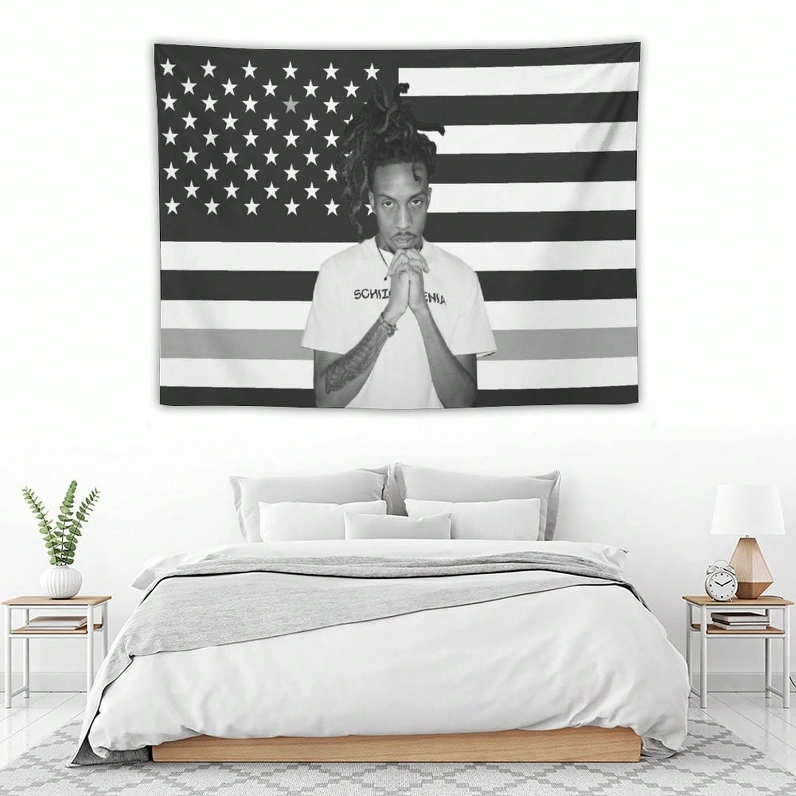 1pc Rap Singer Chris Travis Music Tapestry, American Flag Perfect Fans Decoration Suitable For University Dormitories, Bedrooms