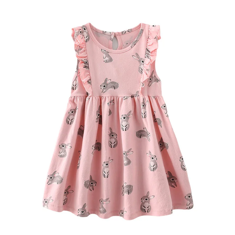 

Jumping Meters 2-7T Bunny Animals Print Summer Princess Girls Dresses Party Birthday Frocks Children's Costume Cats Dress