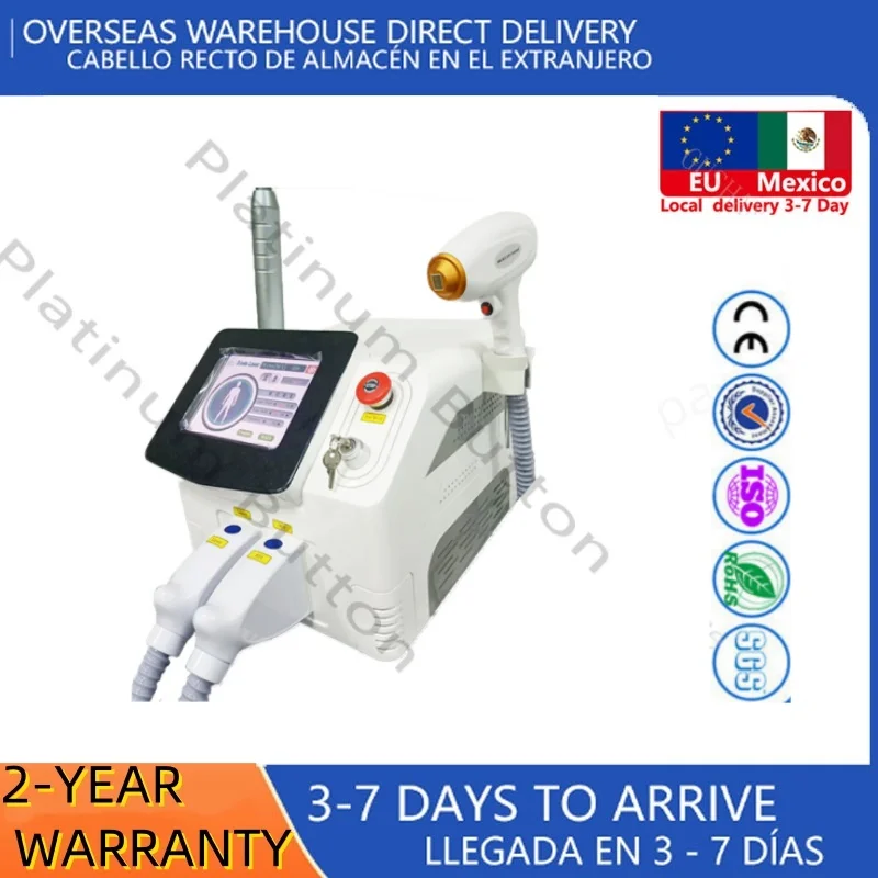 Máquina de depilación profesional 2 en 1, diodo de picosegundos Qswitch ND YAG 1064NM, eliminación de tatuajes, 3 ondas, Devic