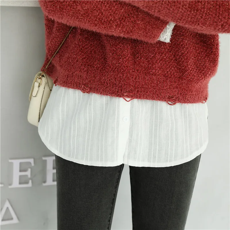 女性シャツブラウスエクステンダーレイヤリングフェイクトップミニスカート偽ヘムライン分割アンスコブラウスエクステンダー