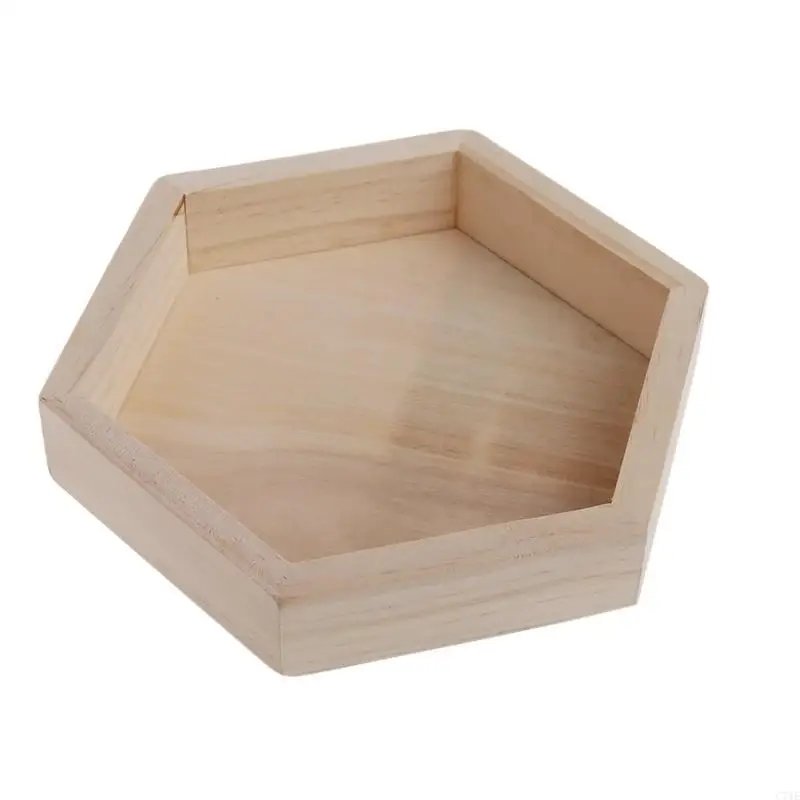 Hexagon Trinket Storage Tray Craft Blank Box for Ring Watch Necklace