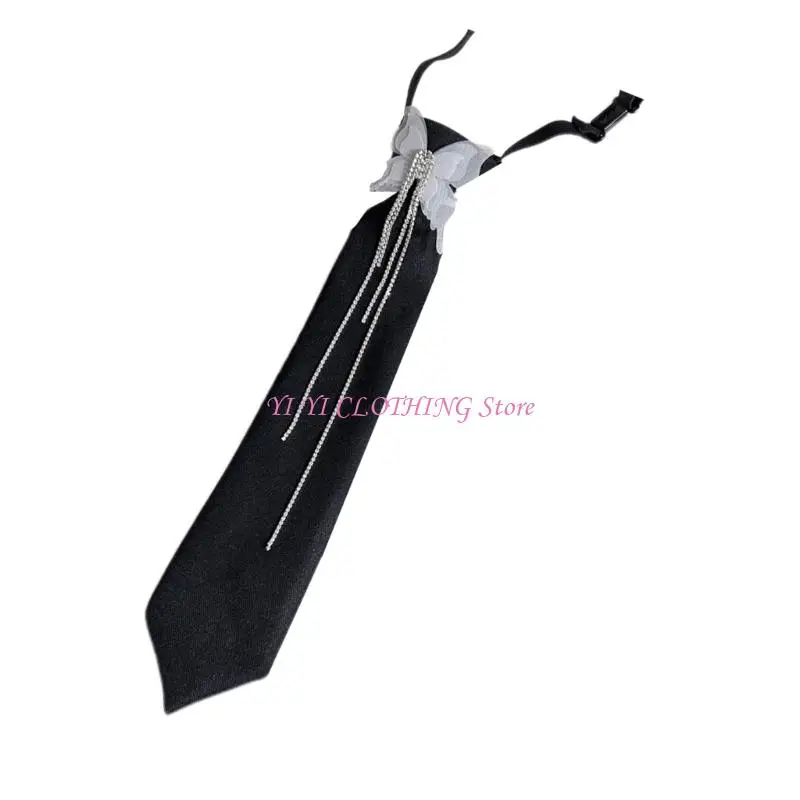 N5KF Butterfly JK Tie مع Prepy Look School Uniform Tassels Dark Necktie