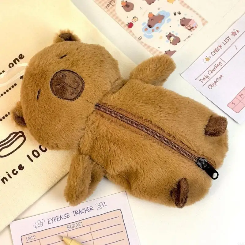 Q1jc Pelzige Capybara Animal Bleistift Hülle Hochkapazität Stiftbeutel Stift Organisatoren Tasche