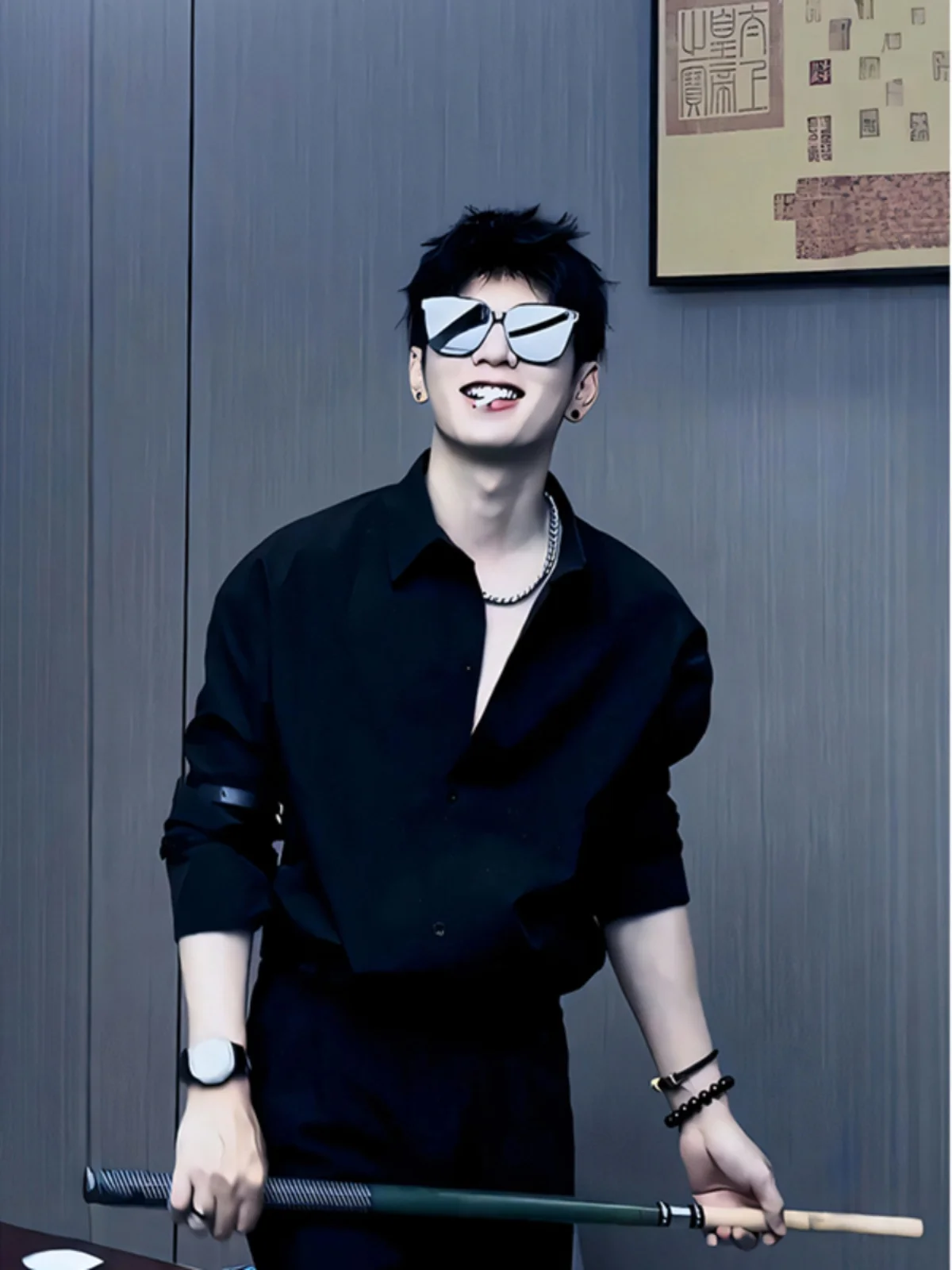 

Bla Digni Мужской Long Sve irt Весна Осень Высококачественный костюм Внутренняя одежда Итальянский Неаполитан Крестный отец irt Подставка...