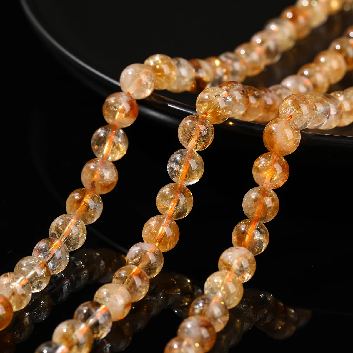 5A Natural Crystal Beads Round Yellow Tower Quartz Loose spacer Beads For Jewelry Making Diy Necklace Bracelet Accessory