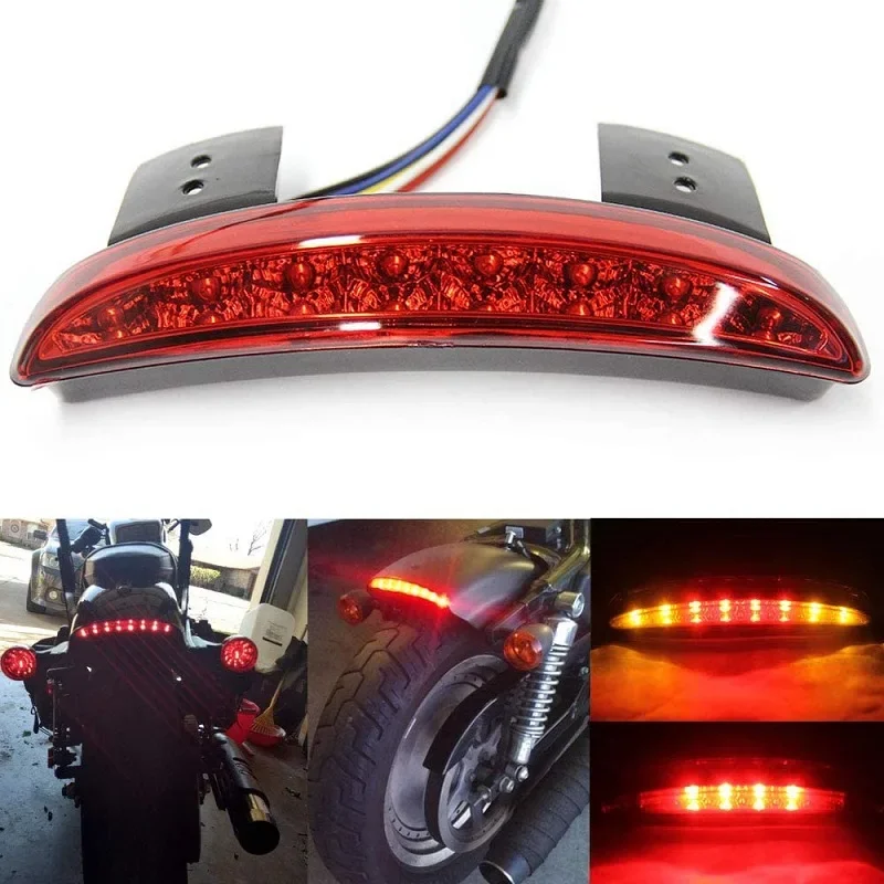 

Motorcycle Fender Edge Tail Light Amber Turn Signal LED Red Stop Brake Rear TailLight for Harley Sportster XL883/1200