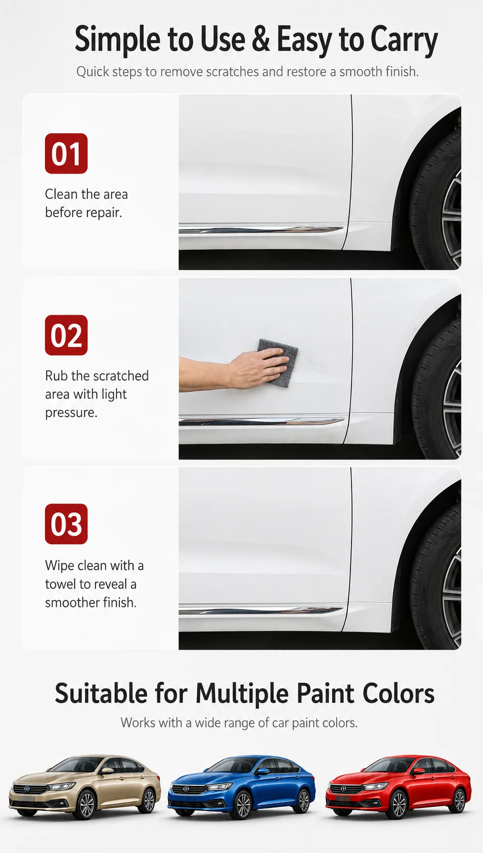 Nano-Glanztuch Auto-Kratzerentferner Magisches Mikrofaser-Reparatur-Poliertuch für Lackkratzer und Wirbelmuster Auto-Detailing-Werkzeug – Detail 5