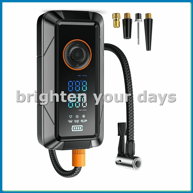 Portable Tire Inflator Air Compressor 160PSI Cordless Inflator Air Bike Pump with Pressure Gauge for Cars Bikes Balls-VVNB