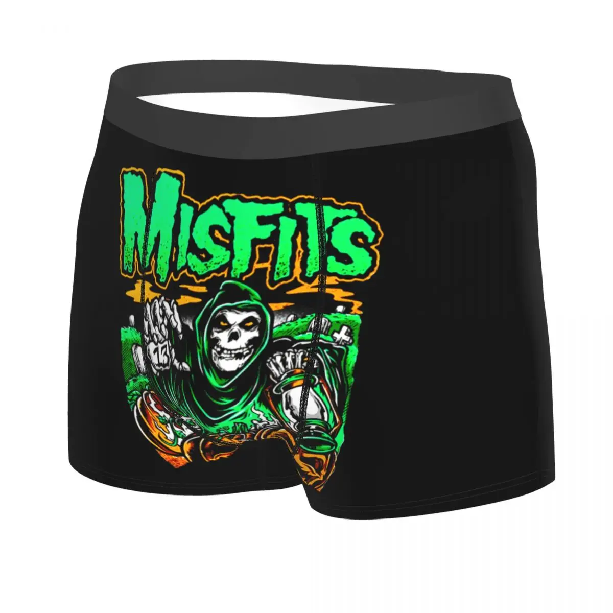 Custom Rock Band Misfits Skull Face Underwear Men Print Heavy Metal Boxer Briefs Shorts Panties Breathable Underpants