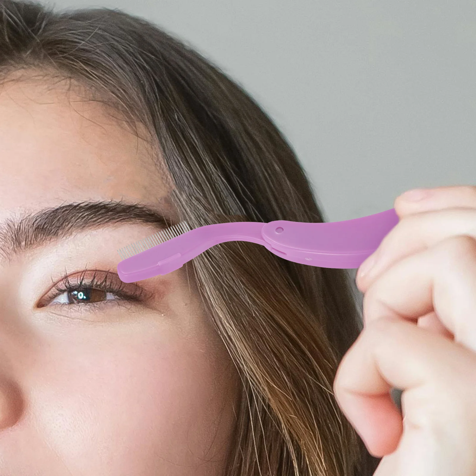 مشط رموش معدني قابل للطي، أداة تهذيب الحواجب المحمولة، فاصل الرموش، فرشاة حواجب من الفولاذ المقاوم للصدأ للنساء #4