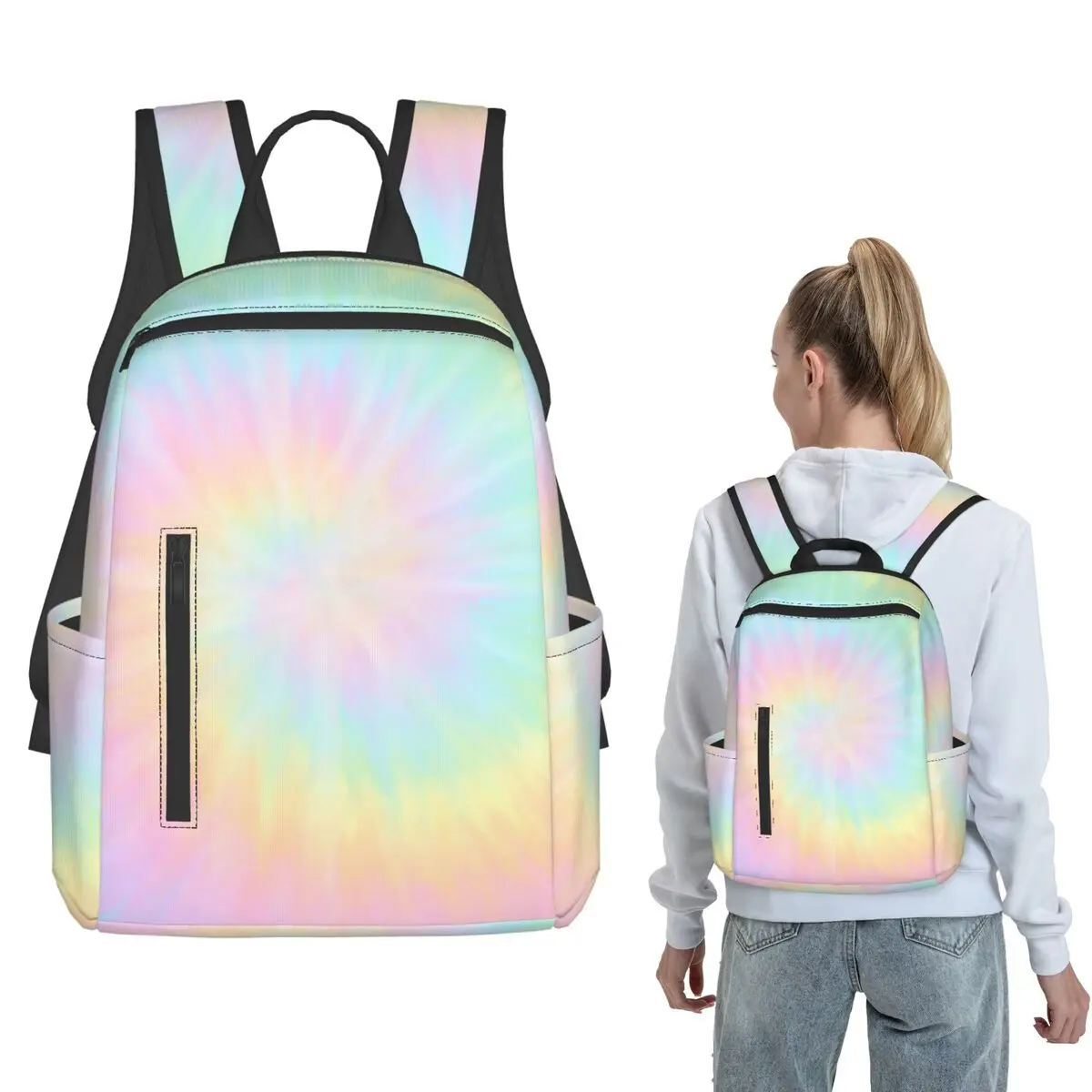Tie Dye Pastel Wallpaper Backpack Daypack Boys Girls BookBag School Bag Shoulder Bags for Men Women