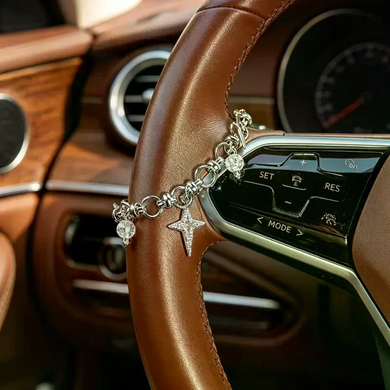 Ornement de voiture : Chapelet pendentif, perles croix pour volant, accessoire de foi décoratif pour rétroviseur de voiture
