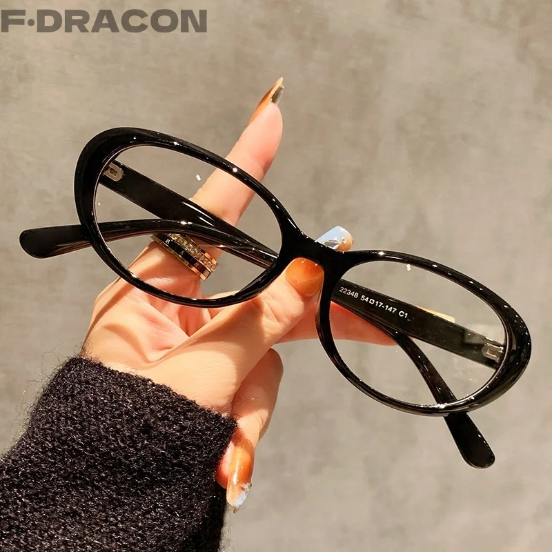 

F·DRACON New In TR90 Fashion Glasses Frame Ultra-light Oval Women's Glasses Frame Optical Prescription Frames For Women 22348